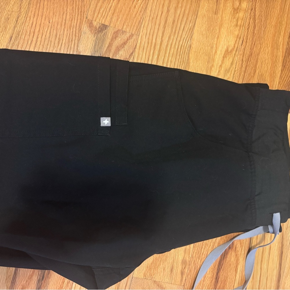 Figs Black Scrub Pants with Gray Accents